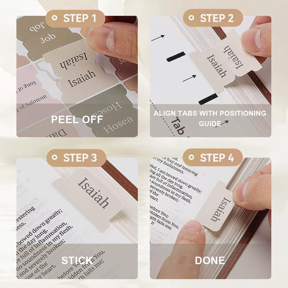 5 Sheet Bible Index Label Sticker Bookmark Stickers Easy Read Bible Book Tabs Large Print Laminated Bible Tabs for Study Reading