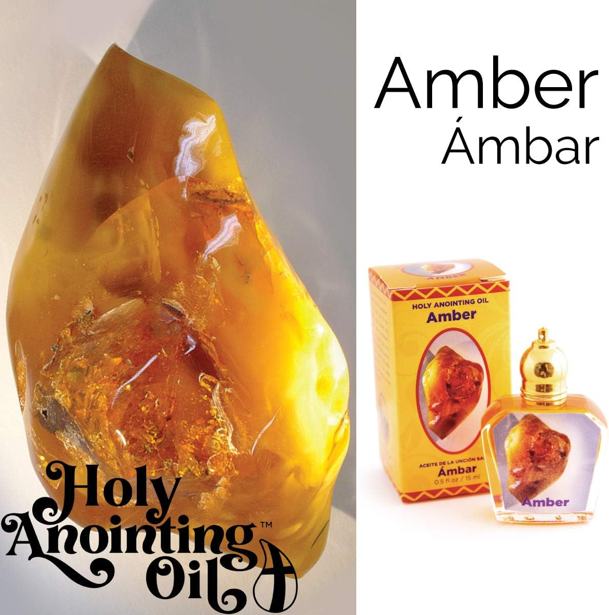Amber Holy Land Anointing Oil from Israel, 1/2 Oz Roller Bottle from Jerusalem, Locally Sourced Herbs & Essences, Gift for Pastors, Priests, Rabbi, & Clergy, Aceite Ungido De Ámbar