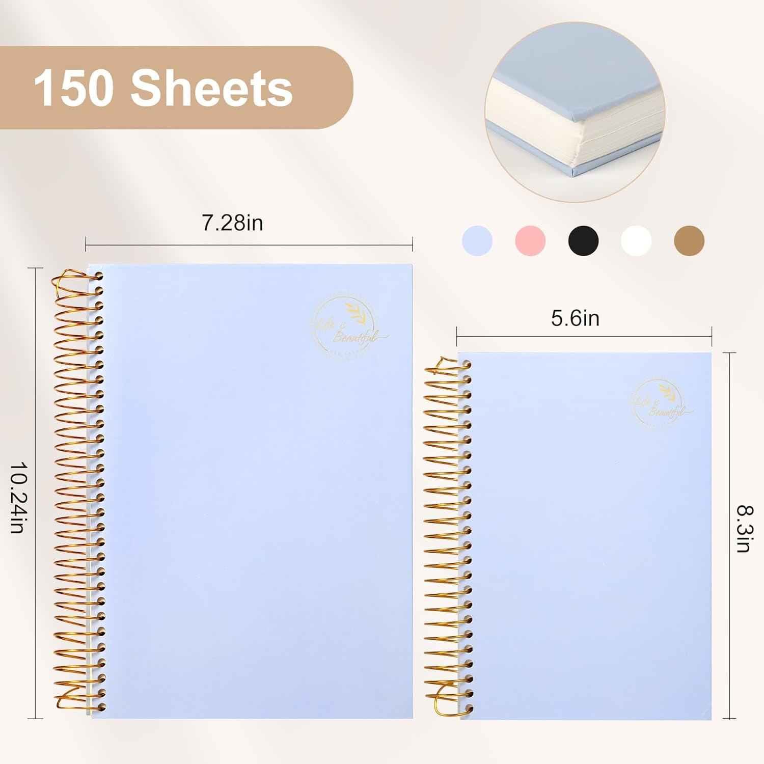 Small Spiral Notebook,300 Pages Hardcover Spiral Notebooks,5.5”X 7.5”College Ruled Notebook,A5 Spiral Bound Journal,Hard Cover Notebooks for Work Writing School,A5 Blue