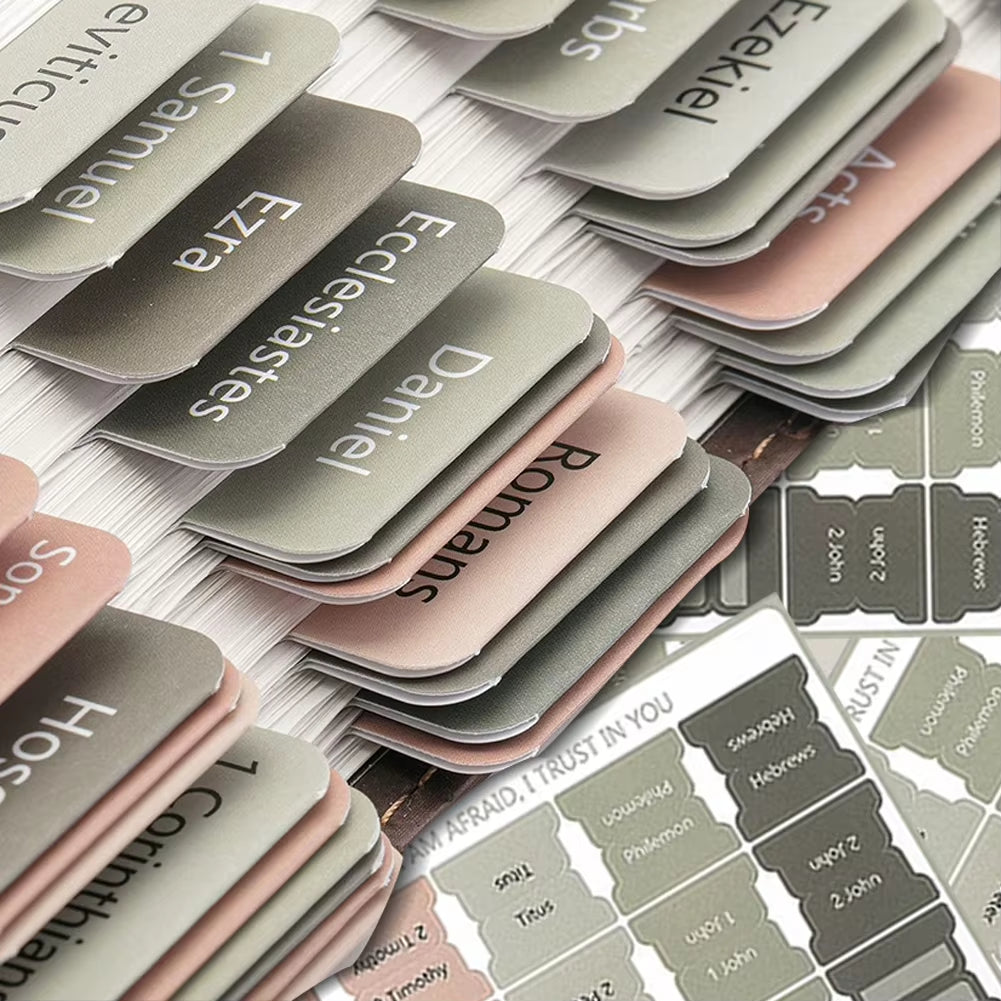 5 Sheet Bible Index Label Sticker Bookmark Stickers Easy Read Bible Book Tabs Large Print Laminated Bible Tabs for Study Reading