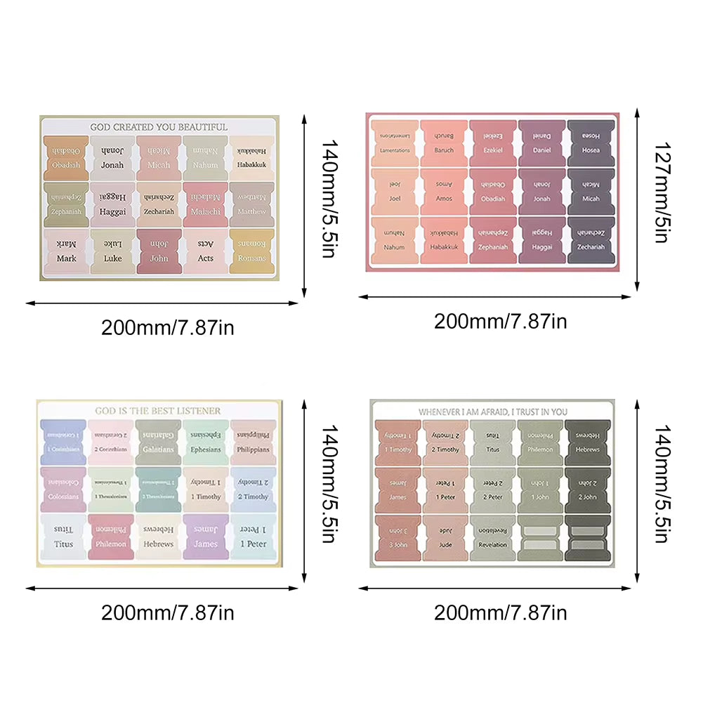 5 Sheet Bible Index Label Sticker Bookmark Stickers Easy Read Bible Book Tabs Large Print Laminated Bible Tabs for Study Reading
