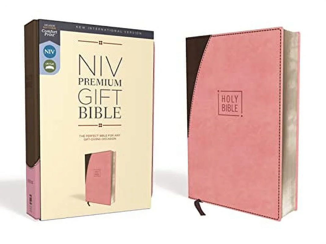 Niv, Premium Gift Bible, Leathersoft, Pink/Brown, Red Letter Edition, Comfort Print (Hardcover)